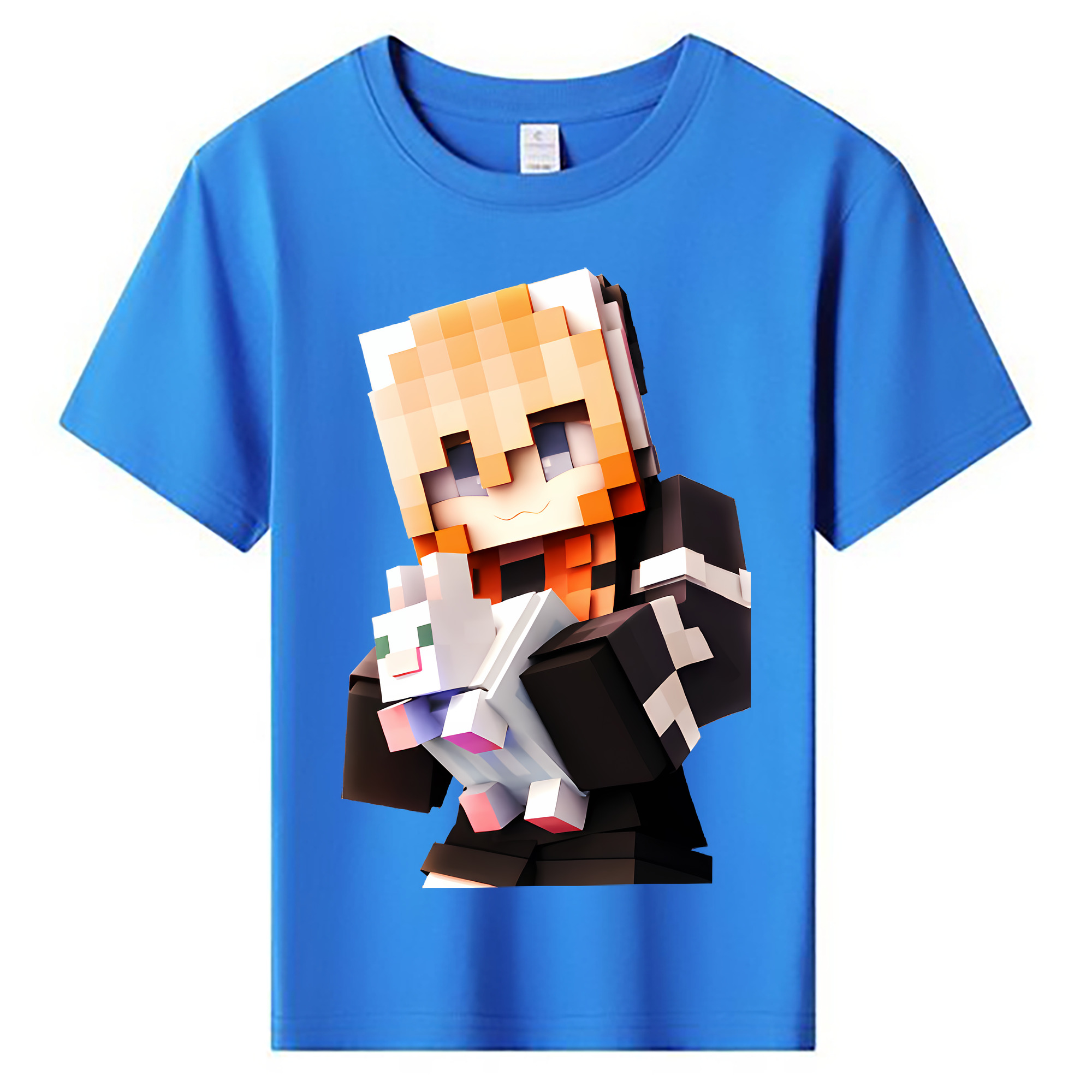 （画像用） マインクラフト ブロックの世界 Minecraft MC Block world 綿100％キッズTシャツ（フロントプリント）